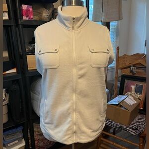 Cream Fleece Zip-Up Vest by Chaps